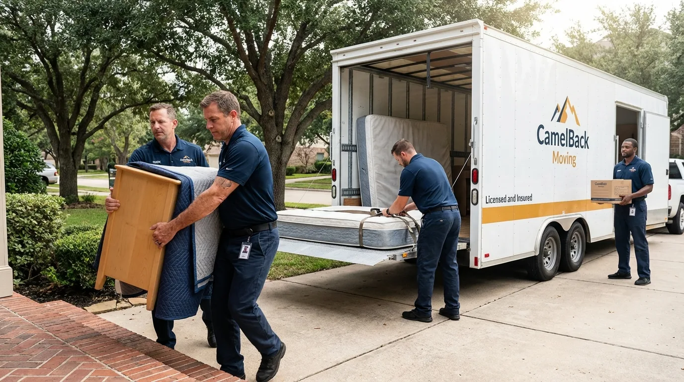 Crew loading residential truck for cross-state move from Lambert, MS